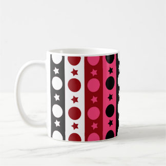 Roze Zwarte Witte Cirkel Sterren Stripes Design Koffiemok