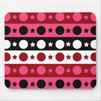 Roze Zwarte Witte Cirkel Sterren Stripes Design Muismat