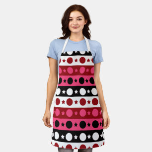 Roze Zwarte Witte Cirkel Sterren Stripes Design Schort