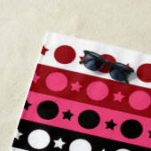 Roze Zwarte Witte Cirkel Sterren Stripes Design Strandlaken (In situ)