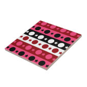 Roze Zwarte Witte Cirkel Sterren Stripes Design Tegeltje (Zijkant)