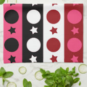 Roze Zwarte Witte Cirkel Sterren Stripes Design Theedoek (Gevouwen)