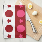 Roze Zwarte Witte Cirkel Sterren Stripes Design Theedoek (Quarter Fold)