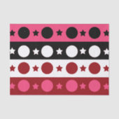 Roze Zwarte Witte Cirkel Sterren Stripes Design Tissuepapier (Voorkant)