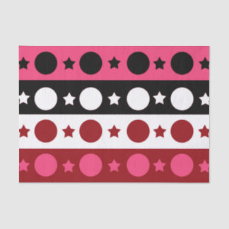 Roze Zwarte Witte Cirkel Sterren Stripes Design Tissuepapier