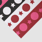Roze Zwarte Witte Cirkel Sterren Stripes Design Tissuepapier (Detail)