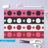 Roze Zwarte Witte Cirkel Sterren Stripes Design Tissuepapier (Craft)