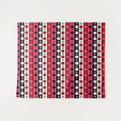 Roze Zwarte Witte Cirkel Sterren Stripes Design Wandkleed (Voorkant (horizontaal))