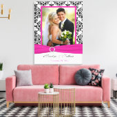 Roze, zwarte, witte, Damask Wedding Canvas (Insitu (Woonkamer))