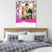 Roze, zwarte, witte, Damask Wedding Canvas (Insitu (Slaapkamer))