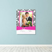 Roze, zwarte, witte, Damask Wedding Canvas Afdruk (Insitu (Houten vloer))