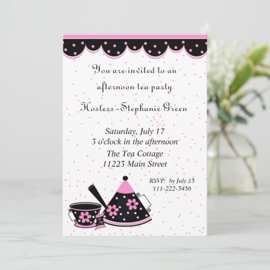Roze, Zwarte & Witte de Uitnodiging van de Partij  (Staand voorkant)