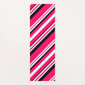 Roze zwarte witte diagonaal streep yogamat (Voorkant)