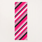 Roze zwarte witte diagonaal streep yogamat (Achterkant)