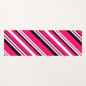 Roze zwarte witte diagonaal streep yogamat (Voorkant (horizontaal))