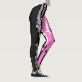Roze zwarte witte en grijze abstracte strepen leggings (Rechts)