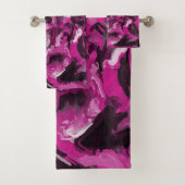 Roze, zwarte, witte en grijze rondjes bad handdoek (Insitu)