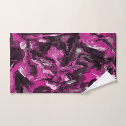 Roze, zwarte, witte en grijze rondjes bad handdoek (Handdoek)