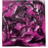 Roze, zwarte, witte en grijze rondjes douchegordijn (Voorkant)