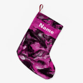 Roze, zwarte, witte en grijze rondjes kleine kerstsok (Voorkant (Hangend))