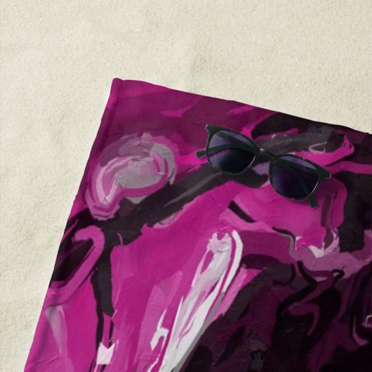 Roze, zwarte, witte en grijze rondjes strandlaken (In situ)