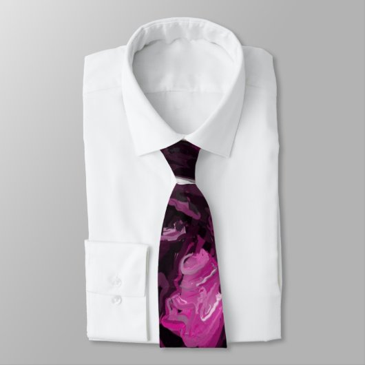 Roze, zwarte, witte en grijze rondjes stropdas (Gebonden)