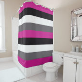 Roze, zwarte, witte en grijze strepen douchegordijn (In situ)