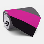 Roze, zwarte, witte en grijze strepen stropdas (Opgerold)