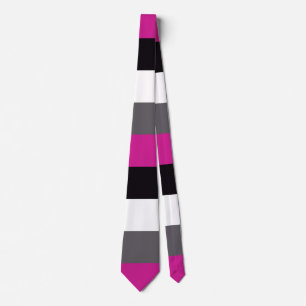 Roze, zwarte, witte en grijze strepen stropdas