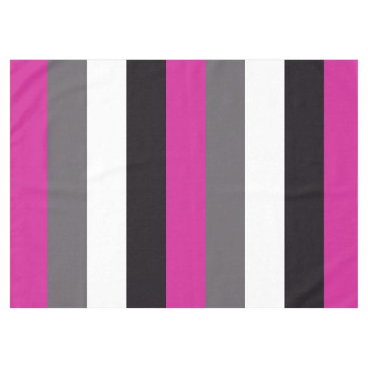 Roze, zwarte, witte en grijze strepen tafelkleed (Voorkant (Horizontaal))