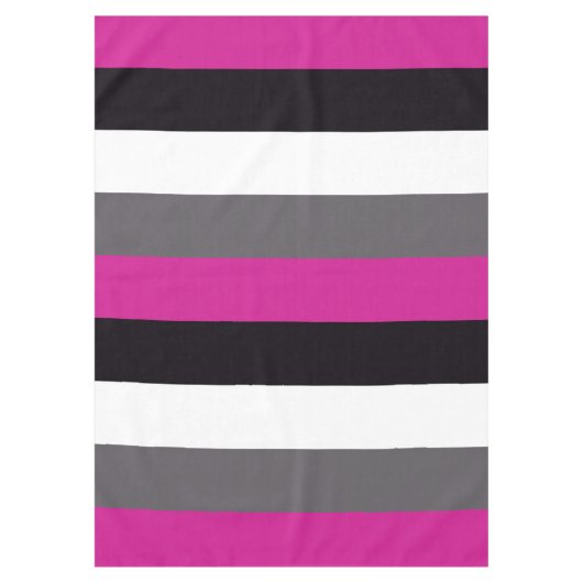 Roze, zwarte, witte en grijze strepen tafelkleed (Voorkant)