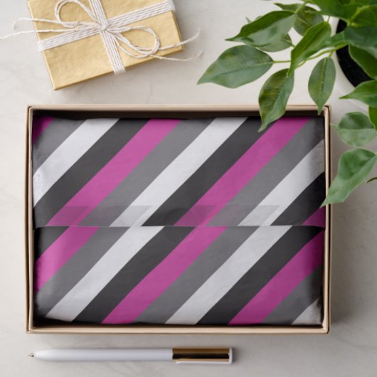 Roze, zwarte, witte en grijze strepen tissuepapier (Geschenk)