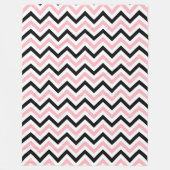 Roze, zwarte, witte grote Chevron ZigZag Pattern Fleece Deken (Voorkant)
