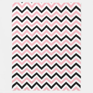 Roze, zwarte, witte grote Chevron ZigZag Pattern Fleece Deken