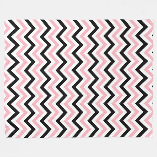 Roze, zwarte, witte grote Chevron ZigZag Pattern Fleece Deken (Voorkant (Horizontaal))