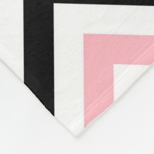 Roze, zwarte, witte grote Chevron ZigZag Pattern Fleece Deken (Hoek)
