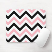 Roze, zwarte, witte grote Chevron ZigZag Pattern Muismat (Met muis)