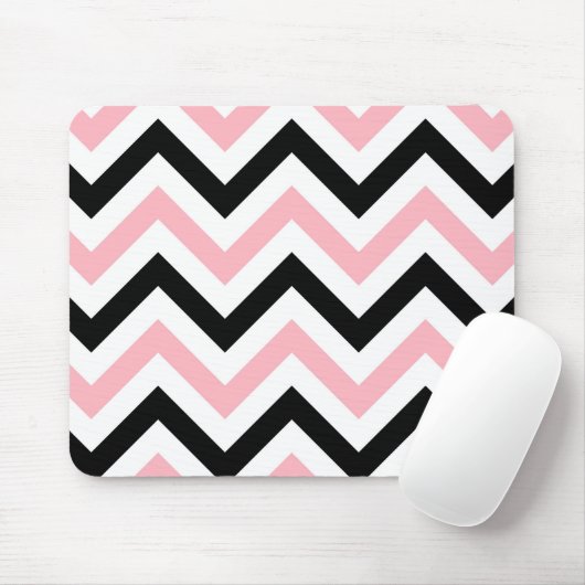 Roze, zwarte, witte grote Chevron ZigZag Pattern Muismat (Met muis)