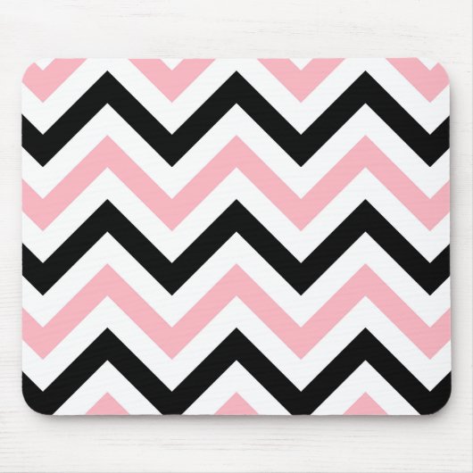 Roze, zwarte, witte grote Chevron ZigZag Pattern Muismat (Voorkant)