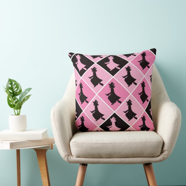 ROZE ZWARTE & WITTE HALLOWEEN Heksen Kussen (Stoel)