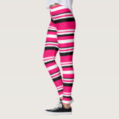 Roze zwarte witte horizontale strepen leggings (Links)