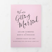 Roze, zwarte witte kleine hartbruiloft, all-in-one drieluik uitnodiging (Cover)