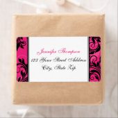 Roze zwarte witte luchter, bladerblauw adres label (Insitu)