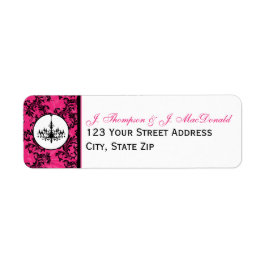 Roze zwarte witte luchter, bladerblauw adres label