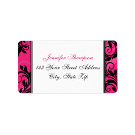 Roze zwarte witte luchter, bladerblauw adres label