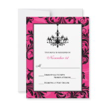 Roze zwarte witte luchter Scrollen Kaart beantwoor