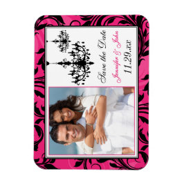 Roze zwarte witte luchters besparen de Magnet Date Magneet