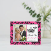 Roze zwarte witte luchters Dank je Post Kaart (Staand voorkant)