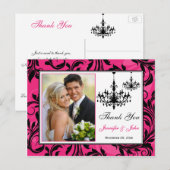 Roze zwarte witte luchters Dank je Post Kaart (Voorkant / Achterkant)