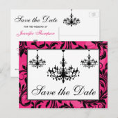 Roze zwarte witte luchters Sla de Kaart Datum op (Voorkant / Achterkant)